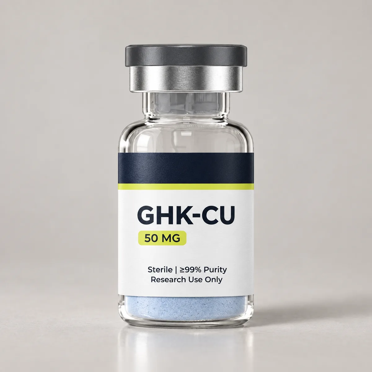 GHK-Cu vial with blue copper peptide solution