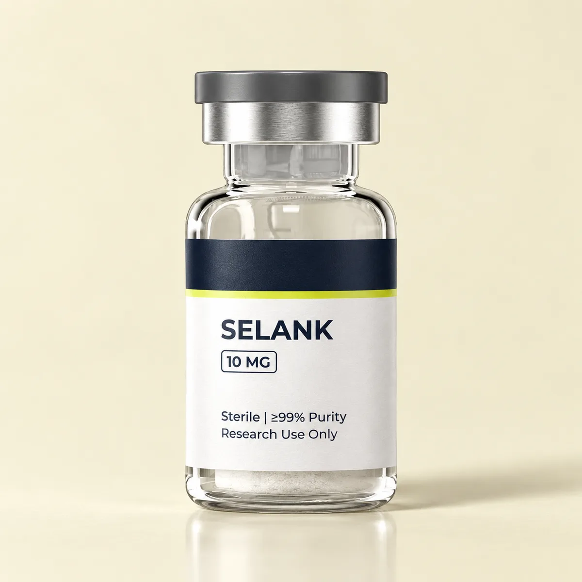 Selank vial with freeze-dried peptide